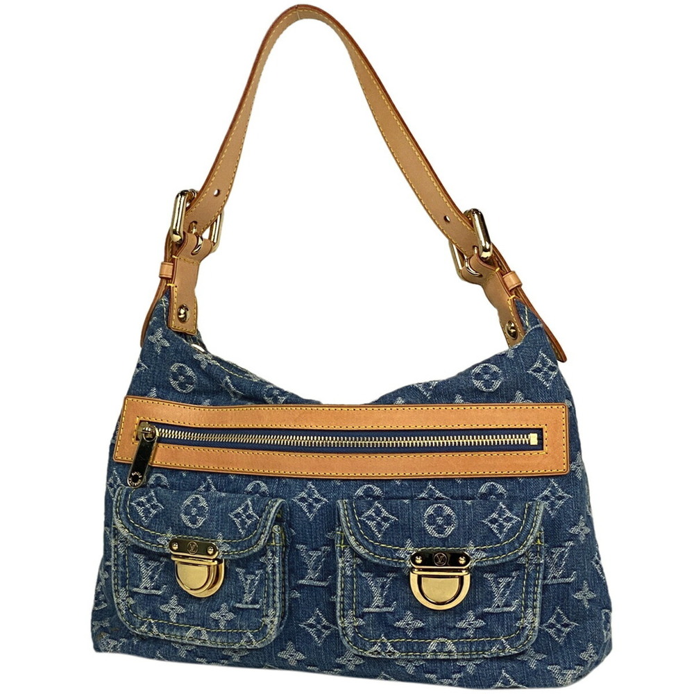 Louis Vuitton Baggy Shoulder Bag Hobo Handbag Monogram Denim Blue